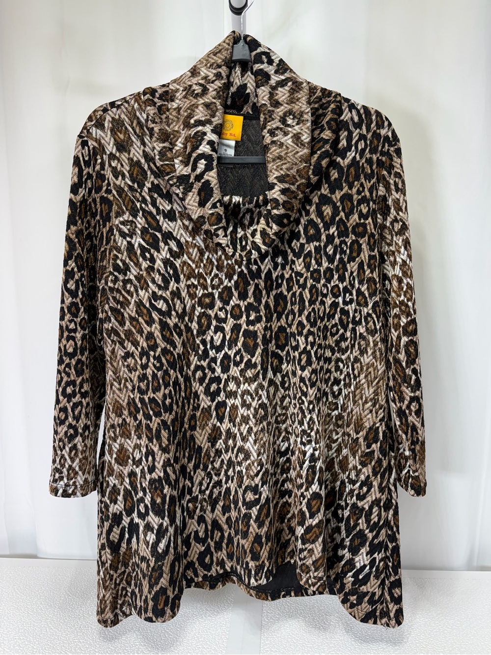 Ruby Rd. Animal Print Cowl Neck Tunic - Brown/Black/Cream 4171